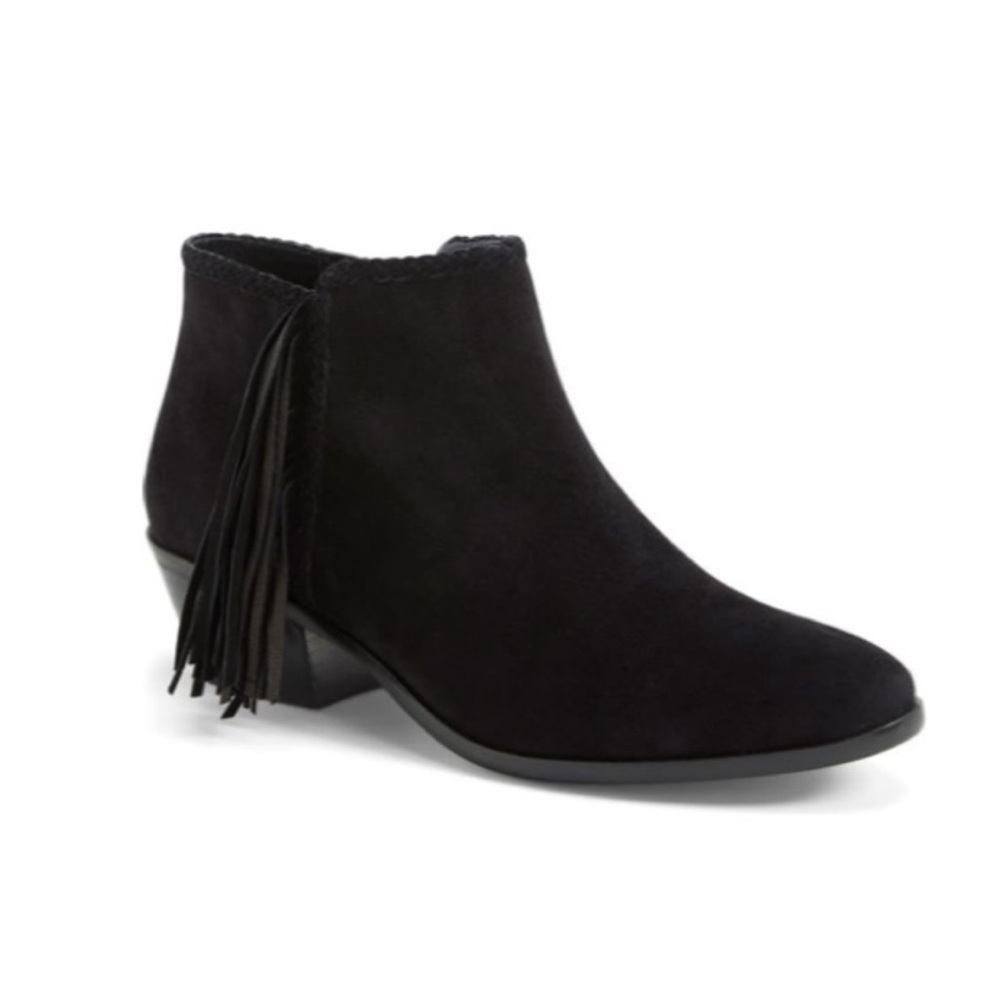 Sam Edelman Paige Black Fringe Ankle Boots